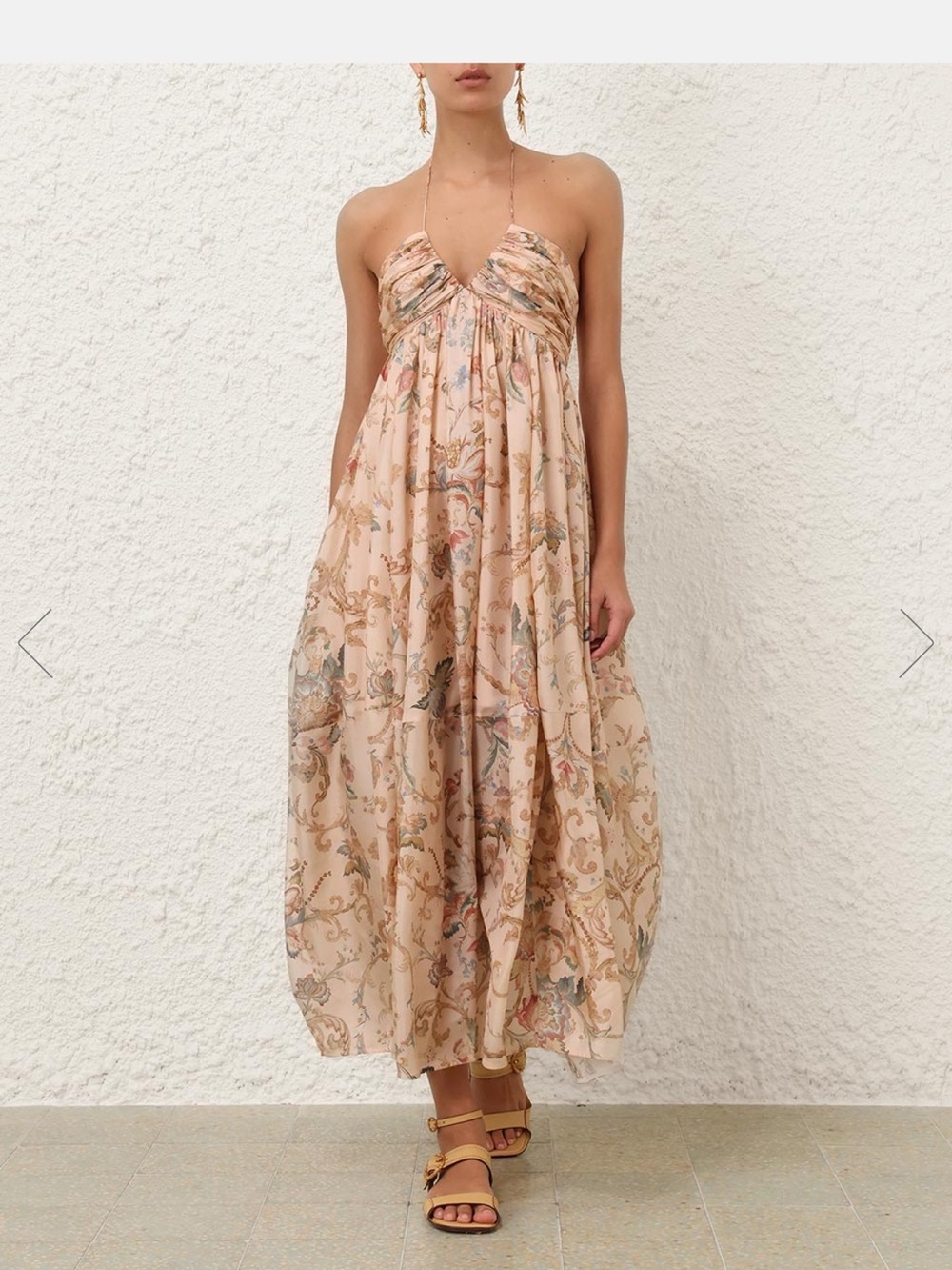 Zimmermann Roselight Halter Maxi Dress in Pink Tapestry Floral